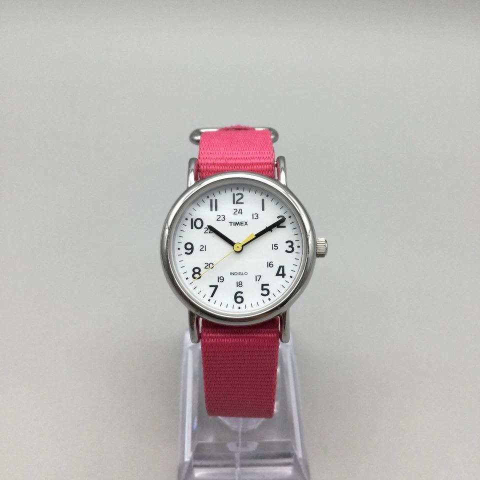 Timex Weekender Watch Women Pink Nylon Strap Indiglo TW2U29000 New Battery - Image 2 of 4