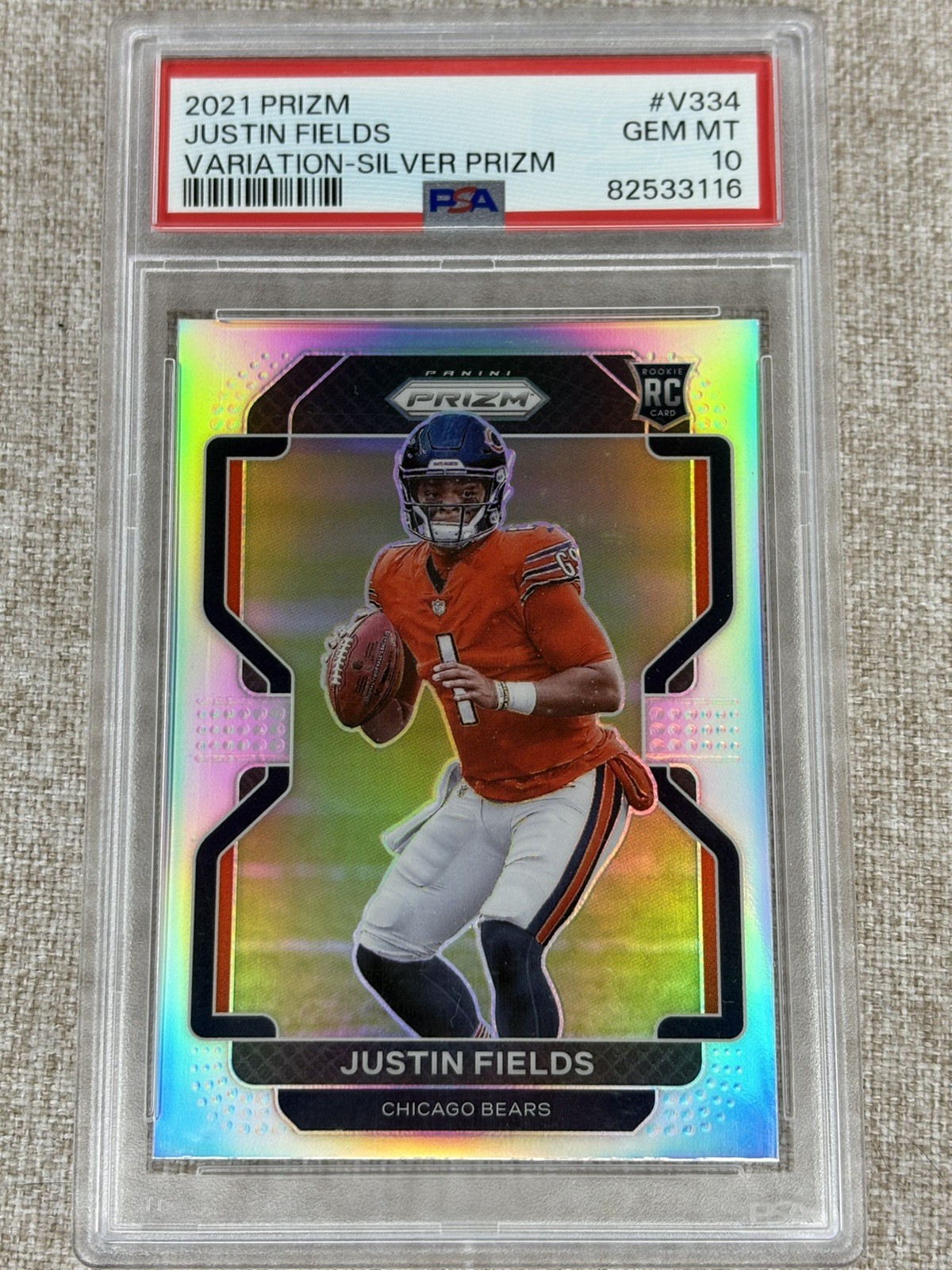 2021 Prizm Variation Silver #V334 Justin Fields Bears RC Rookie PSA 10 GEM MINT