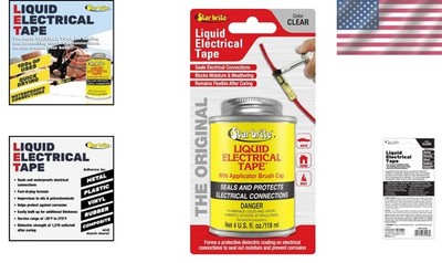 Liquid Electrical Tape with Easy Applicator Brush - 4 Oz - Waterproof &  UV-Re