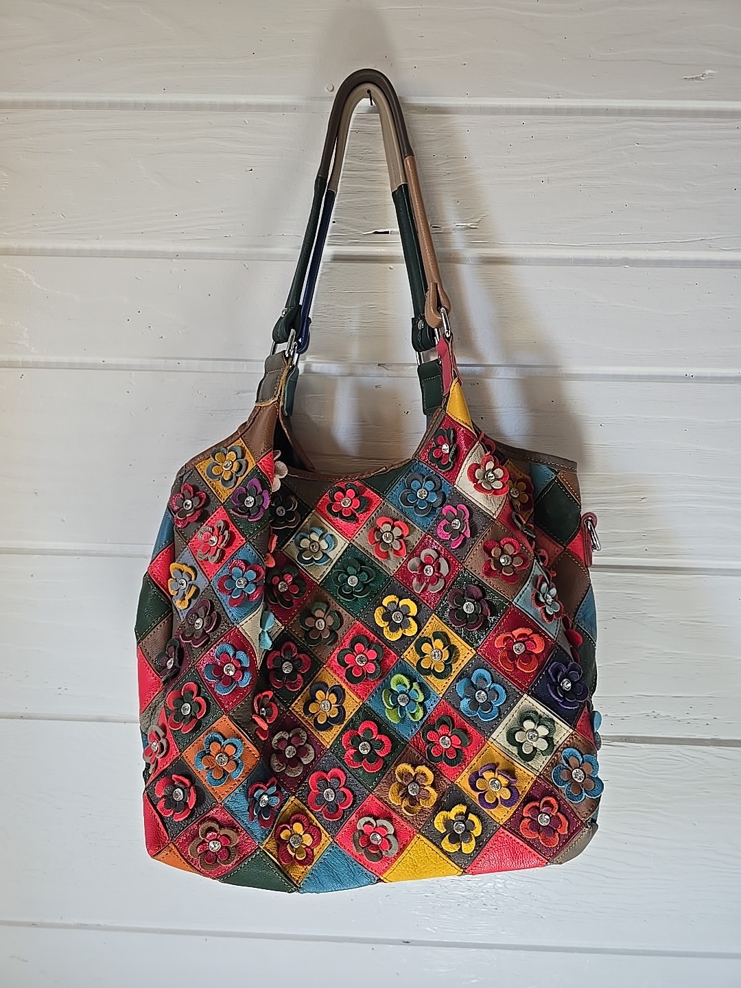 Ameri Leather Flower Patchwork Bag/Purse , Hobo ,… - image 1