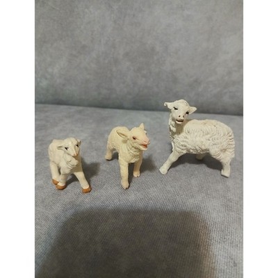 Safari Ltd Vintage 1997 Lamb Sheep Figurine Set 3pc Farm Animal Nativity display