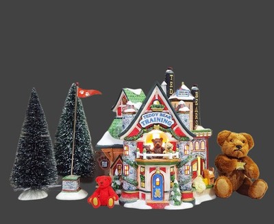 Dept 56 North Pole Teddy Bear Training Center W/Teddy Bear Christmas-VINTAGE