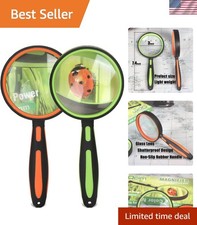 Green  Orange Magnifying Glass Set - 75mm 10X for Kids Learning  Elder Reading