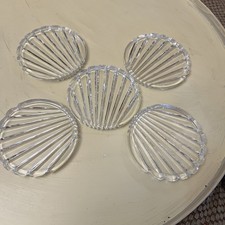 5 Vintage Lead Crystal Clear Glass Seashell C...
