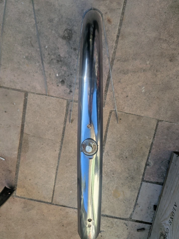 Paire de garde boue vélo ancien vintage inox vélo course mi-course roue de 700 - Photo 4/4