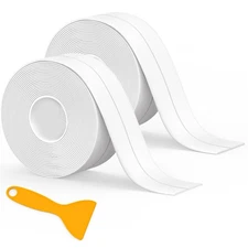 Caulk Tape Waterproof Self Adhesive, 3 Rolls Toilet Caulk Sealing Strip, Bath...