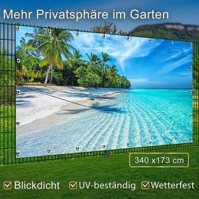 Motiv Plane Garten groß Sichtschutz Bauzaun Banner Strand Malediven Island Beach