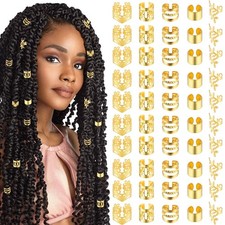 Tyqour 50pcs Gold Hair Jewelry for Braids Accessories Loc Jewelry for Hair Dr...