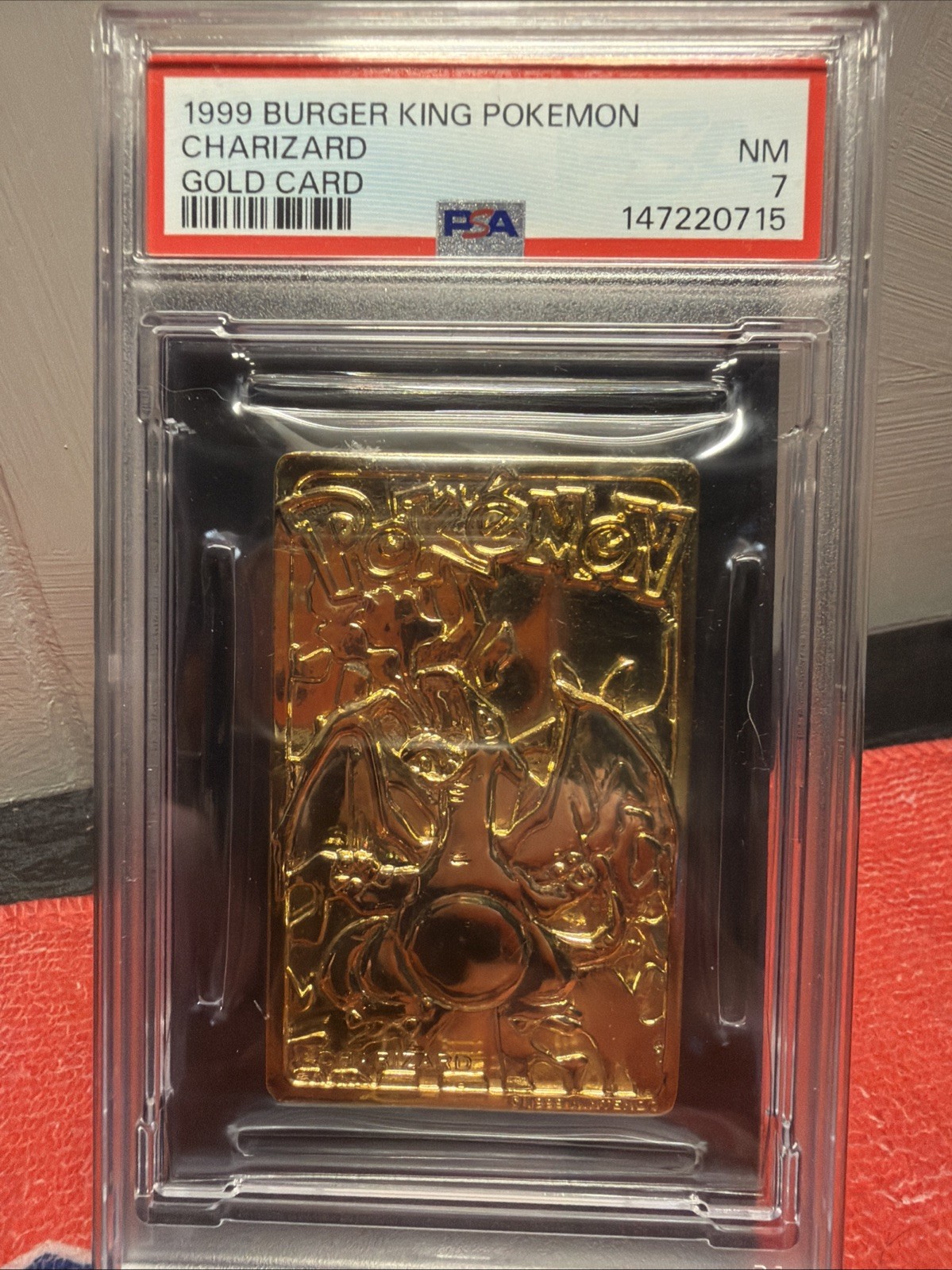 Pokemon 1999 Charizard Gold Card Burger King PSA 7