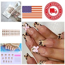 Leopard Design Fake Nails 24 Pcs Full Cover Press On for Special Occasions