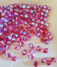 Swarovski 5301 6mm bicone beads, Indian Pink AB2X 12pcs 