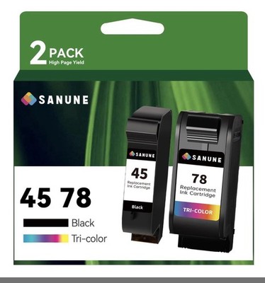2-Pack Compatible HP 45 78 Ink Cartridges Combo Pack for DeskJet 1180C 1200 6122