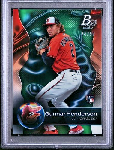 2023 Bowman Platinum Rookie /99 Green Refractor #79 Gunnar Henderson RC SP PSA 6 view 3