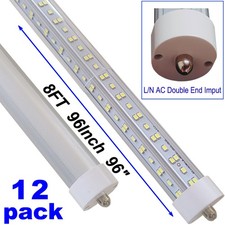 12 PACK T8 8FT LED Shop Light Bulbs 144W Single Pin FA8 8 Foot LED Shop Lights