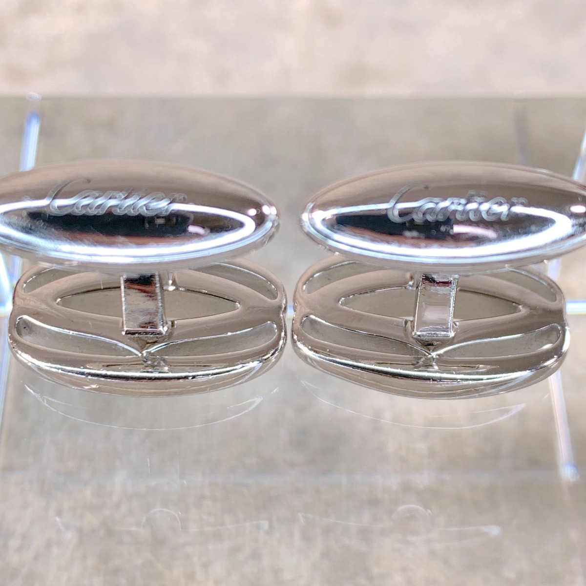 Cartier シルバー カフリンクス Cartier Cufflinks Double C Shaped Sterling Silver Made in Italy | eBay