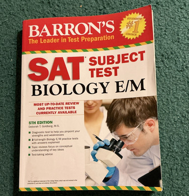 Barron's SAT Subject Test Biology E/M Study Guide 5th Ed by Goldberg Book