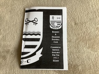 Rushden Diamonds V Northampton Town. 8th Aug 92. Friendly . Single Sheet