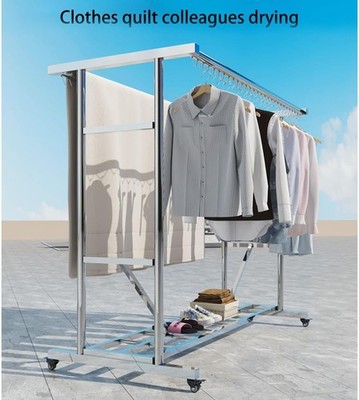 1000LB Large Clothing Garment Rack Clothes Drying Hanger Stainless Steel Outdoor