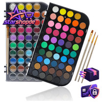 Aquarellfarben 48 Farben Mit 3 Pinseln Und Palette Tragbar FüR KüNstler