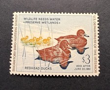 Estampillas WTD - #RW27 1960 - Estampilla de pato federal de Estados Unidos - Como nueva sin usar **Bien centrada**
