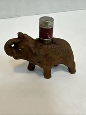Vintage Brown  Elephant Strikalite Table Lighter Hunting Cabin Art Deco Untested