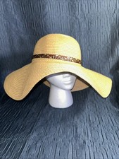 Wide Brim Floppy Sun Hat Neutral Beige Paper Straw Blend Summer Beach Garden Hat