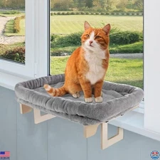 Cozy Cat Window Perch by PETMAKER - Sturdy Gray Hammock with Washable Cover