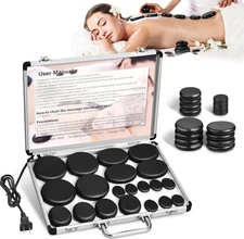 20 Hot Stones for Massage with Warmer, Hot Stones Massage Set with Warmer Kit