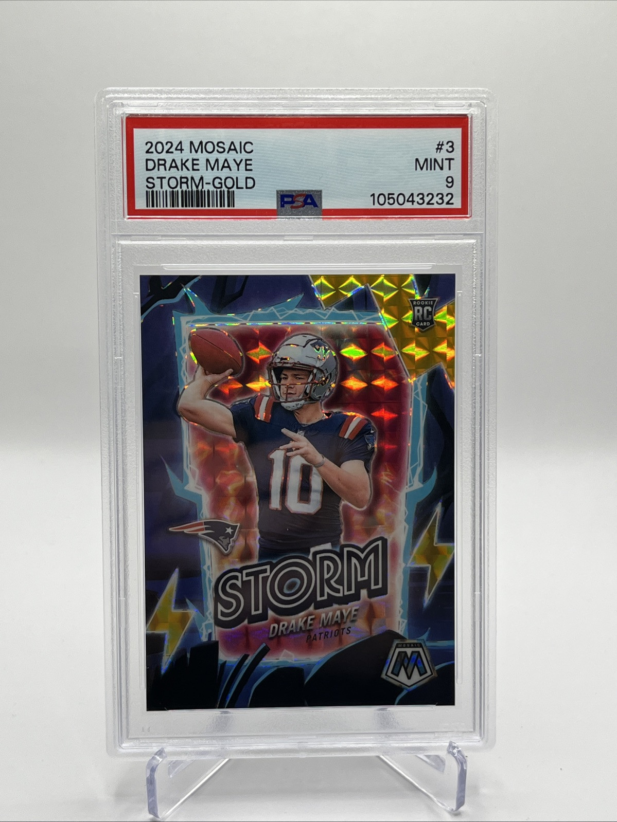 2024 Panini Mosaic - Drake Maye Storm Gold Mosaic Prizm /10 Rookie QB!