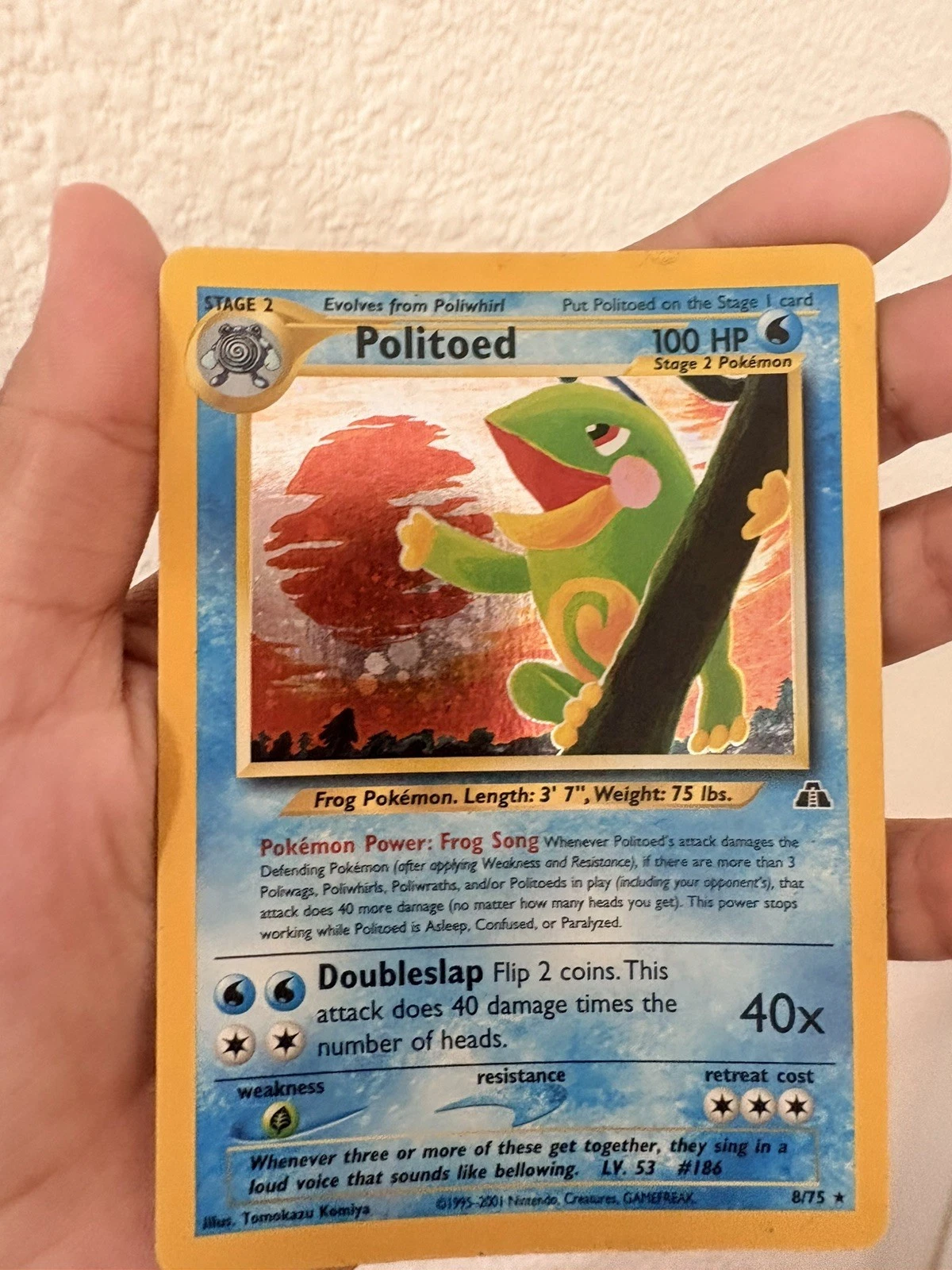 Politoed Holo Rare 8/75 Neo Discovery  Vintage Pokemon Card (HP)