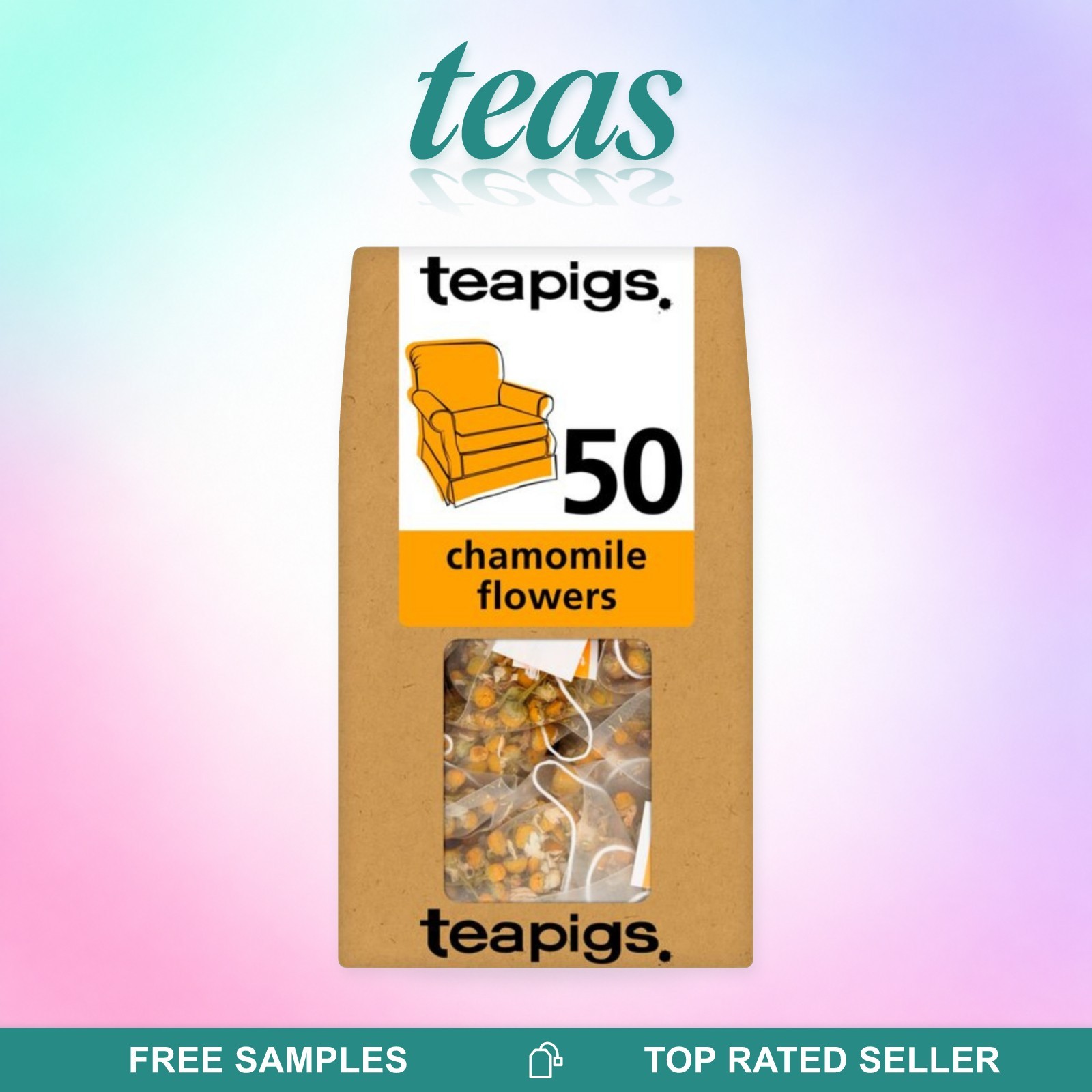 teapigs Chamomile Flowers Caffeine Free Herbal Tea, 50 Tea Bags | All Natural, No Nasties, Big Leaves, Big Flavour, Plant-Based Tea Temples, Recyclable Paperboard Pack, 50 Teabag Pack - Image 2