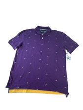 NEW Tommy Hilfiger Polo Men's XL Purple Collar Rainbow Birds Slim Short Sleeve