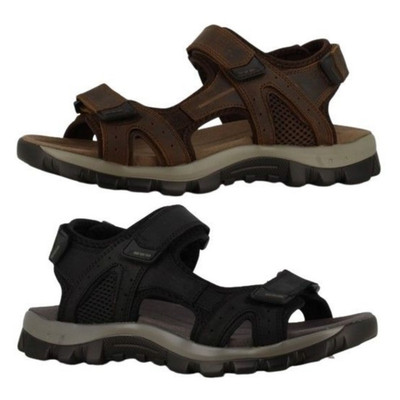 Herren Outdoor Sport Sandale offene Zehenpartie drei verstellbare Riemen Leder Obermaterial 