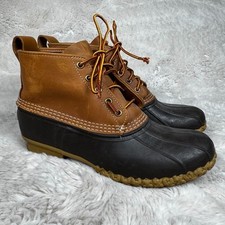 L.L. Bean Men's Duck Boots Brown Leather Rubber Made in USA Maine Size 10 M