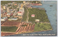 Vintage Aerial View Postcard Downtown Miami Florida Tichnor Bros