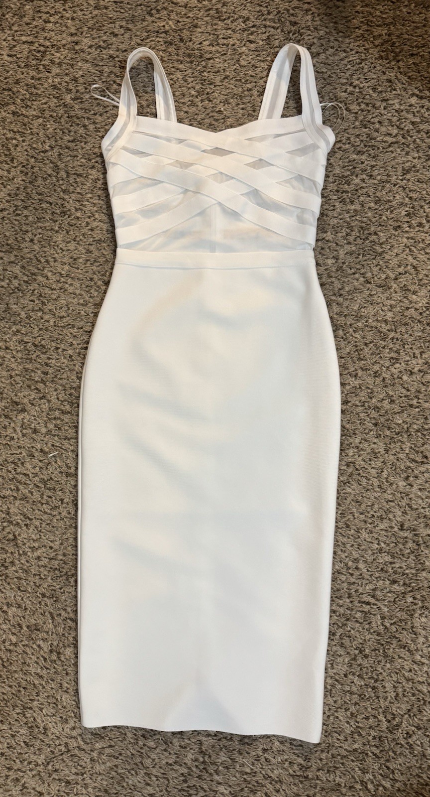 NEW Fashion Nova Paige Body Sculpt Off Shoulder White Midi Dress Size S Bandage
