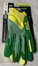 Grip Boost Stealth 5.0 Visegrip Football Gloves Adult Large Green Yellow New