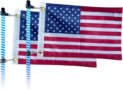 2 Pack American Flags, Offroad Flags for Whip Lights or Antenna Flag Poles, 12''