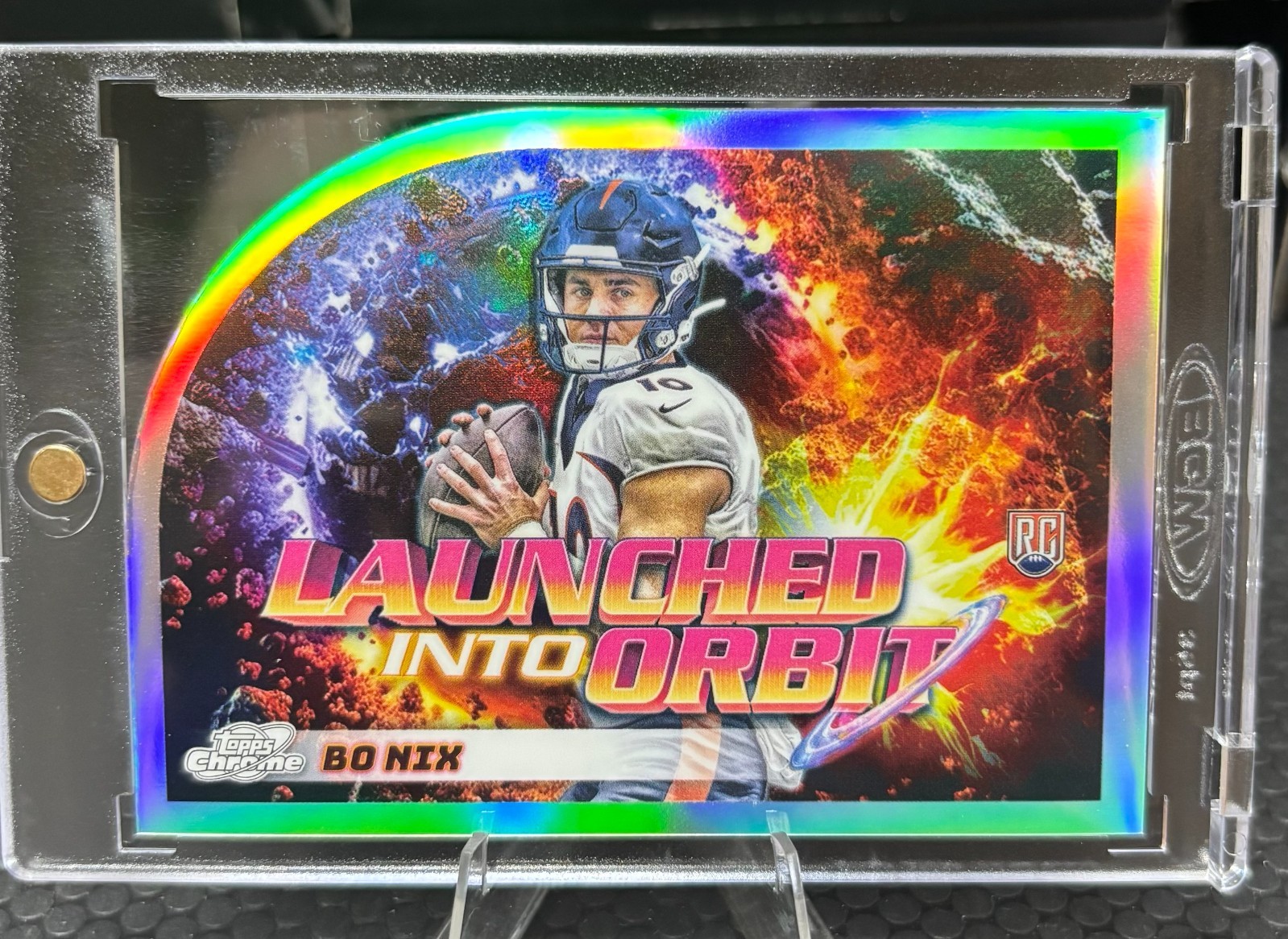 2024 Topps Cosmic Chrome Bo Nix Launched Into Orbit Die-Cut RC #LIO-6 Broncos