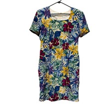 Vintage Maggy London Silk Floral Dress Size 10 Short Sleeve Multi Floral Print
