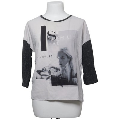 Mango, Langarmshirt, Größe: M, Weiß/Schwarz, Print, Damen #33D