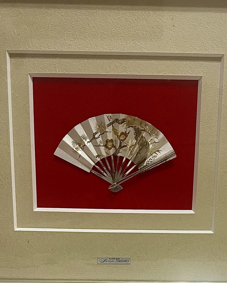 Ventilador plegable con marco de plata de ley .999 Sensu de Takehiko Foto 2 de 4
