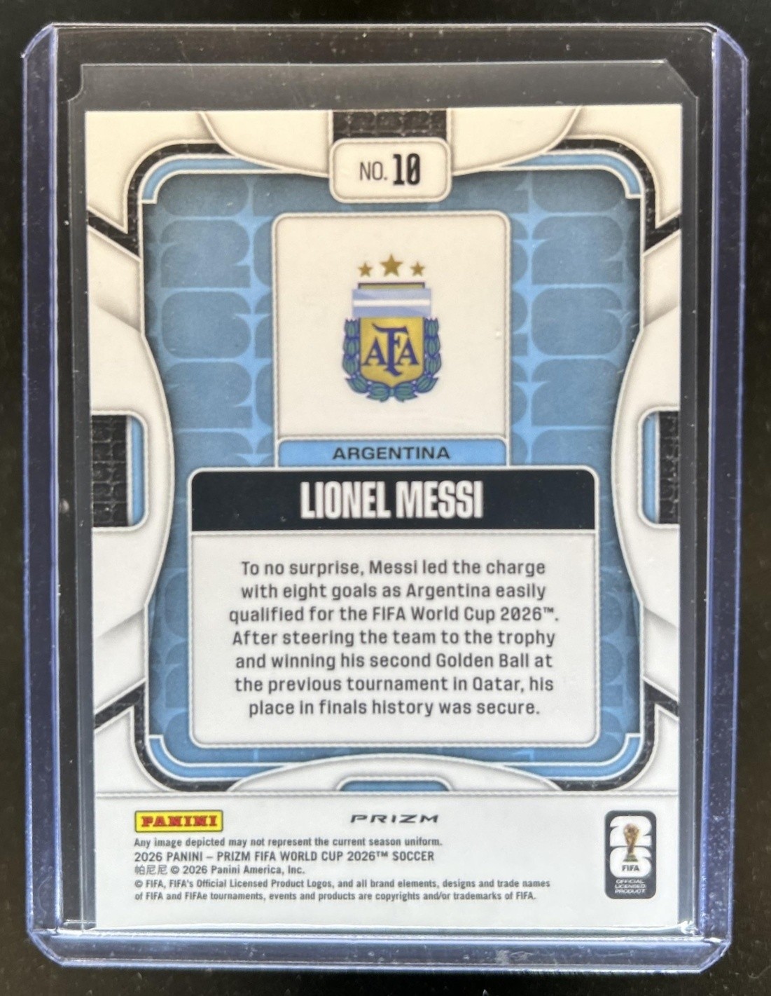 2026 Panini Prizm World Cup Lionel Messi Wave #10 Argentina view 2