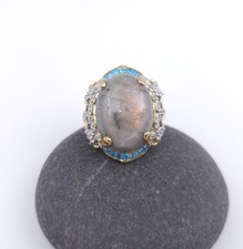 Labradorite Ring In Sterling Silver With Apatite And Zircon Accents Size 9
