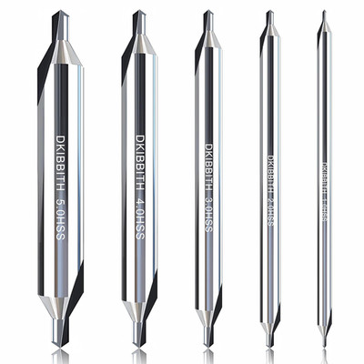 5pc Long Center Drill Bit Set, M2 HSS 60-Degree Angle 4'' Overall Length Center