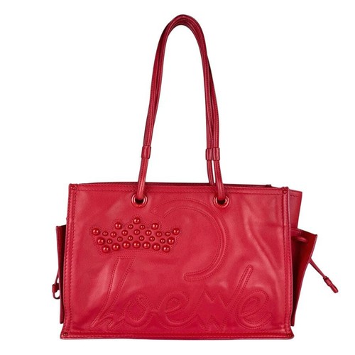 LOEWE Red Leather Shopper Tote Shoulder Bag Dust Bag Auth