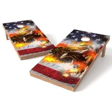 Eagle FIre Flag Cornhole Wrap