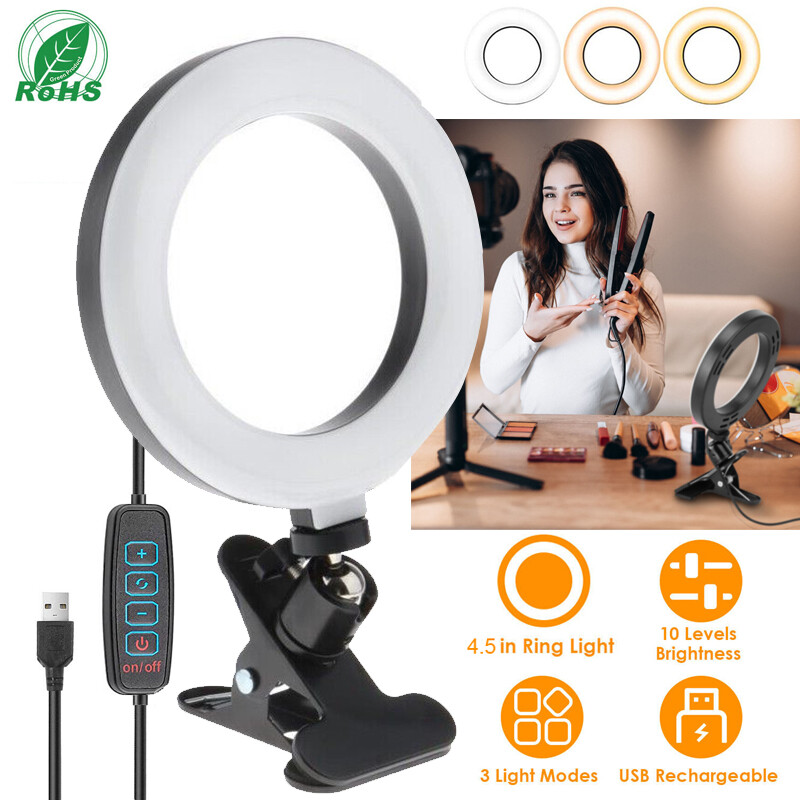 LED Ring Light Clip-on Desk Fill Light Portable Selfie Light For Makeup Dimmable-image