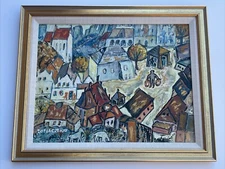 SOFIA CZEKAY PAINTING MID CENTURY TOWN VILLAGE STREET VIEW MID CENTURY MODERNISM