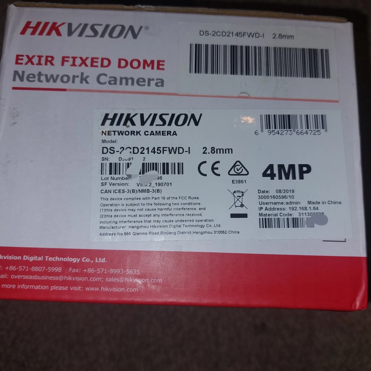 Hik Vision Network Camera DS 2CD2145FWD I 2.8MM 4MP eBay